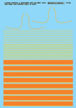 Microscale Decals HO-Scale 87-655 Illinois Central & Wisconsin Calumet Loco & Pass. Car Stripes