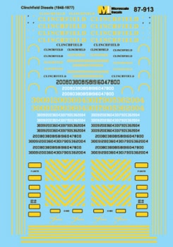 Microscale Decals N Scale 60-913 Clinchfield Diesel Locomotives (1948-1977); 2 Sheets