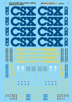 Microscale Decals HO Scale 87-915 CSX General Electric Wide Cab Locos, DASH-8, DASH-9 &amp; AC Units (1990+)