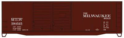 Accurail HO Model 3645 Milwaukee Road 40’. Double Door Steel Boxcar
