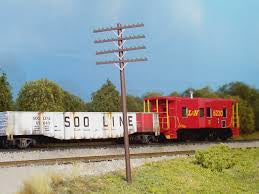 Rix Products H.O. Scale 628-0034 Railroad Telephone Poles Four Crossarm Kit