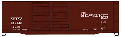Accurail HO Model 3982 Milwaukee Road CMStP&P “Route of the Olympians” 40’ Double Door Rib-Side Box Car
