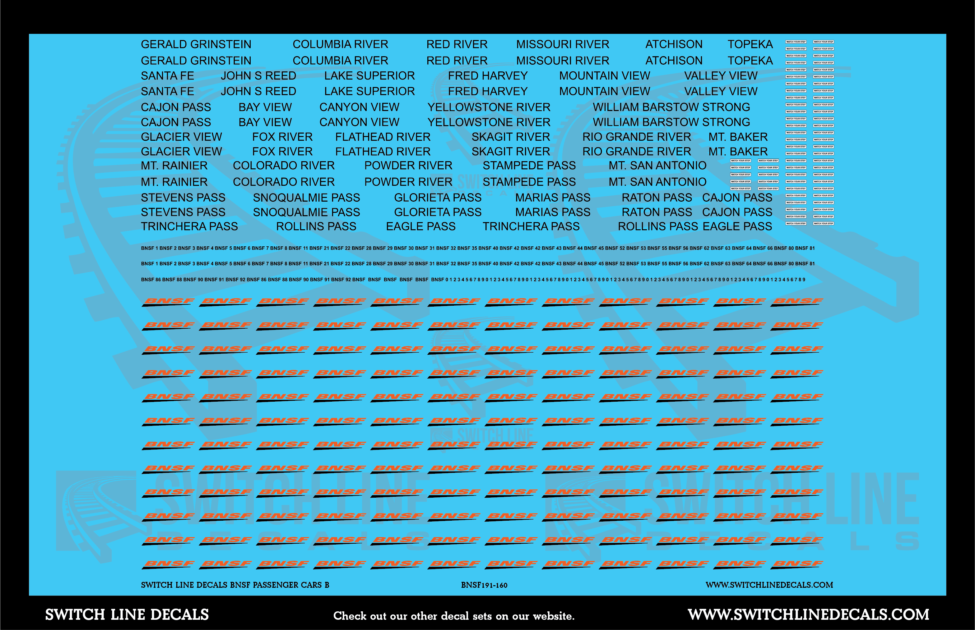 Bn Car Sticker N Scale BNSF Passenger Cars B Decal Set – A&S Trains