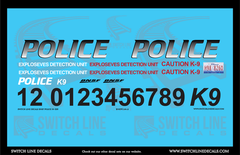 1:12 Scale BNSF Police K9 EXP. Decal Set – A&S Trains