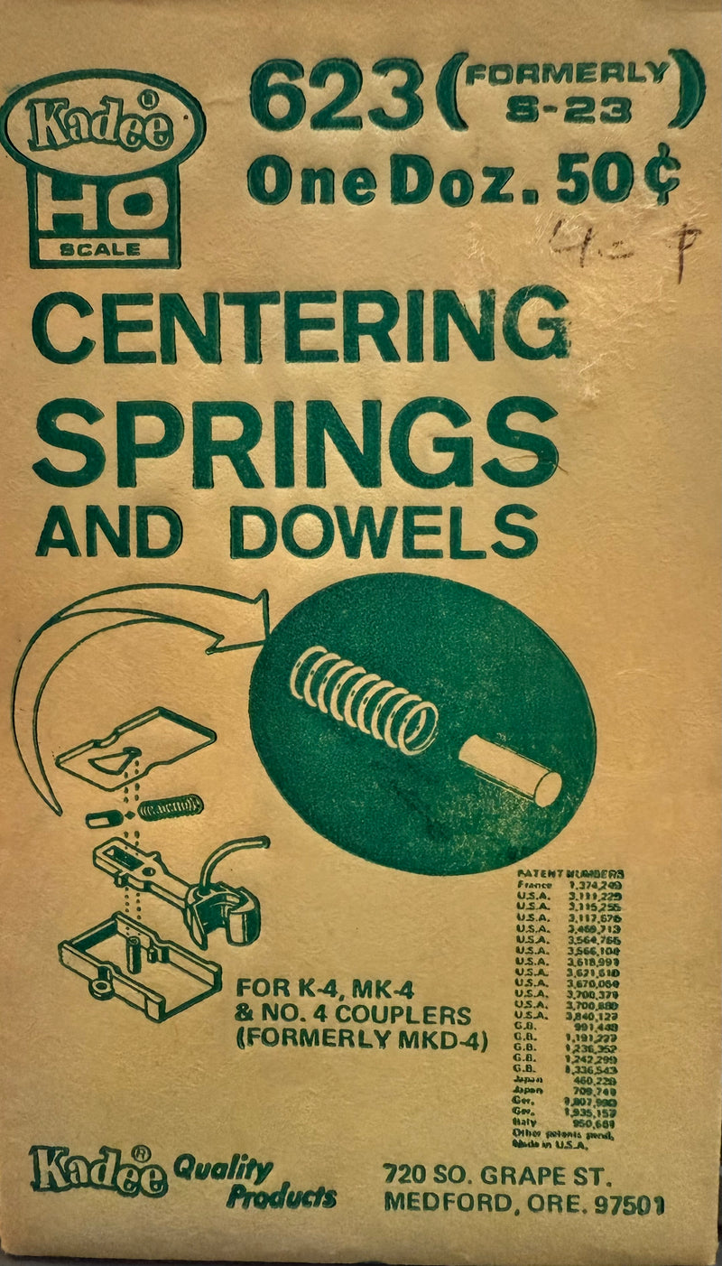Kadee H.O. Scale 623 Centering Springs and Dowels