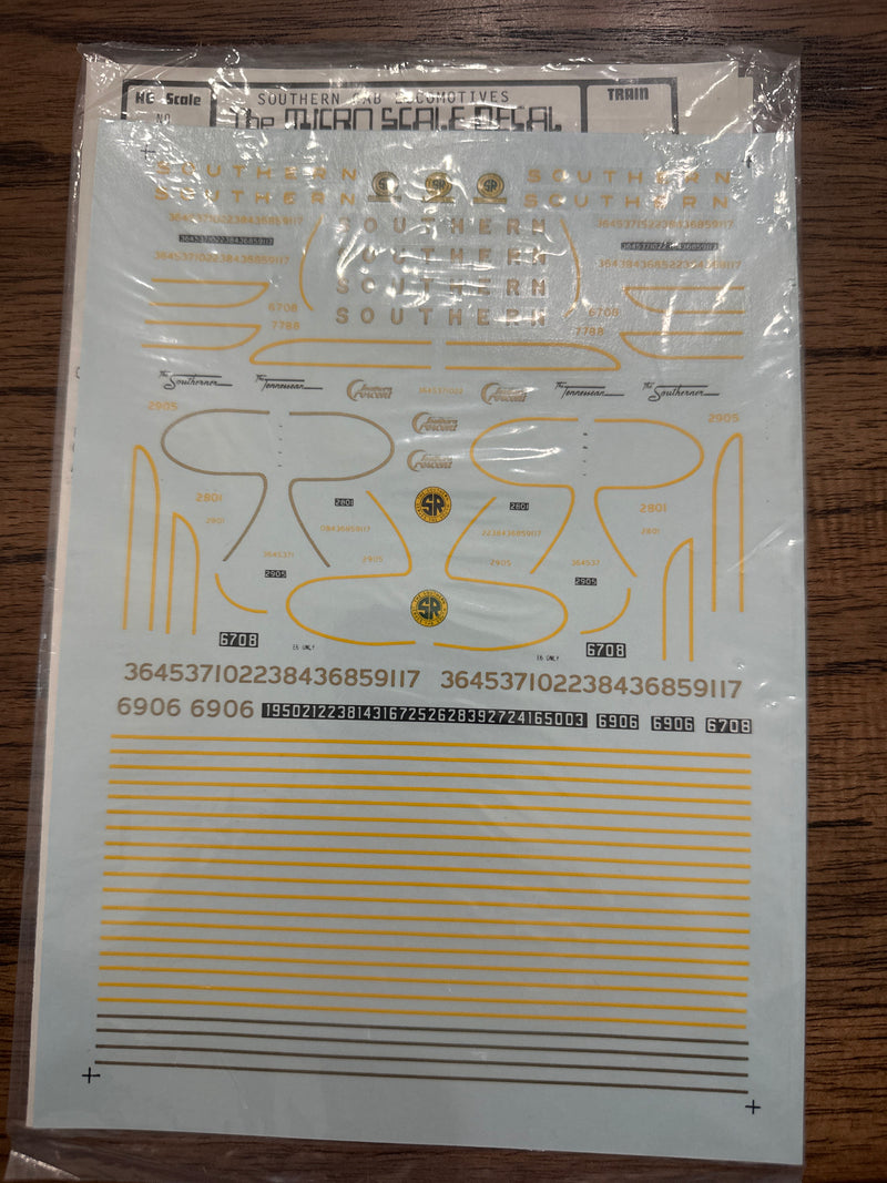 MicroScale Decal HO Scale RH-62 Southern Cab Locomotive
