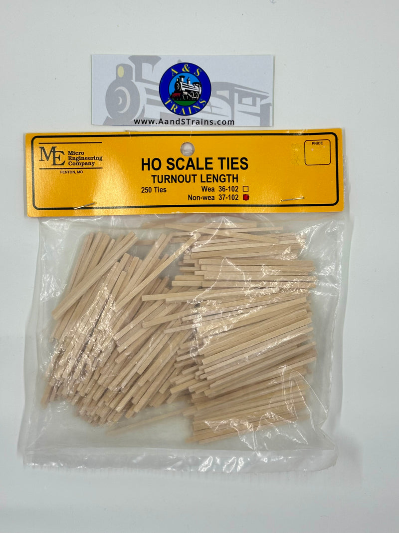 Micro Engineering Company H.O. Scale 37-102 Ties Turnout Length