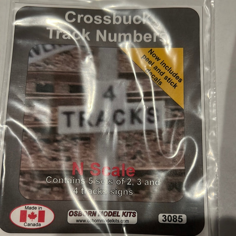 Osborn Model Kits N Scale Crossbuck Track Numbers 3085