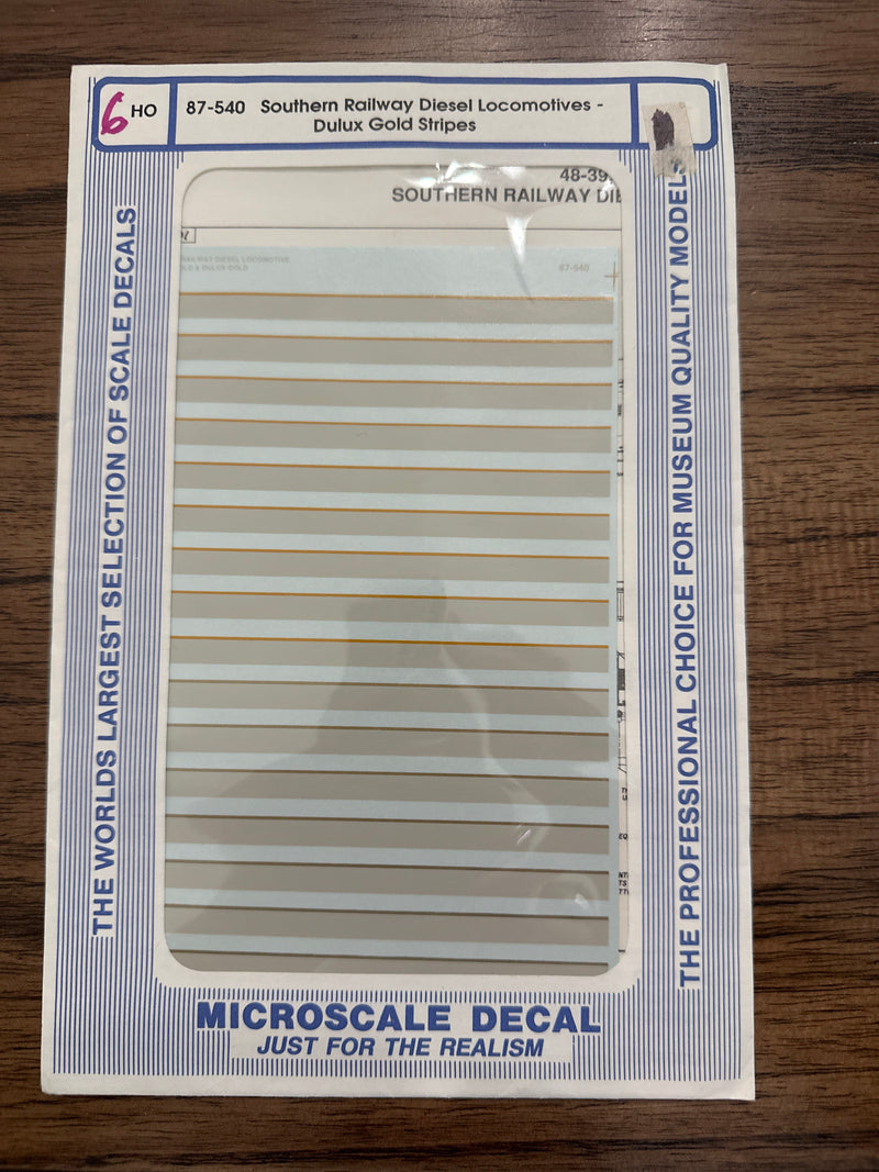 MicroScale HO Scale 87-540 Southern Railway Diesel Locomotives - Dulux Gold Stripes