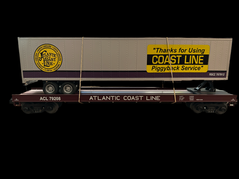 MTH O-Scale Flatcar w/ Trailer Atlantic Coast Ride No. 79208 (No Box) **USED**