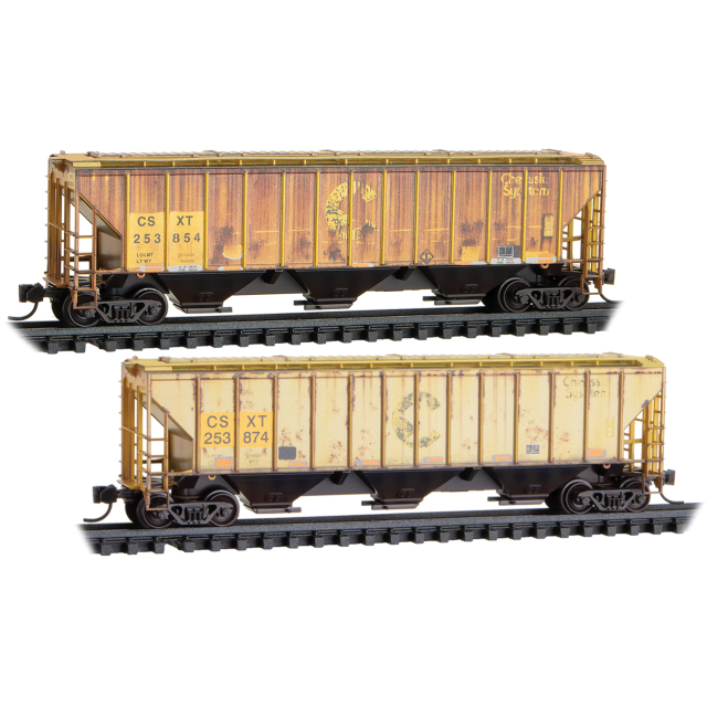 Micro-Trains N Scale 983 05 096 CSX® Weathered 2-Pack 2-Bay Covered Hoppers