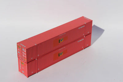 N Scale 1:160 Scale JTC EMP (Ex-HUB GROUP red) Set #2, 53' HIGH CUBE 6-42-6 corrugated containers with Magnetic system, Corrugated-side. JTC # 535096