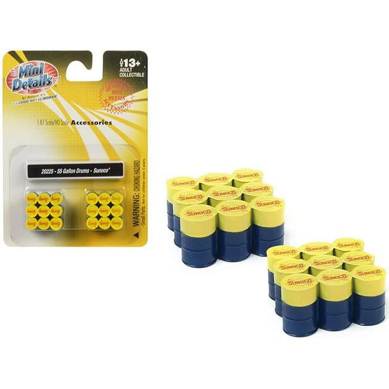 Mini Details H.O. Scale 20225 55 Gallon Drums - Sunoco
