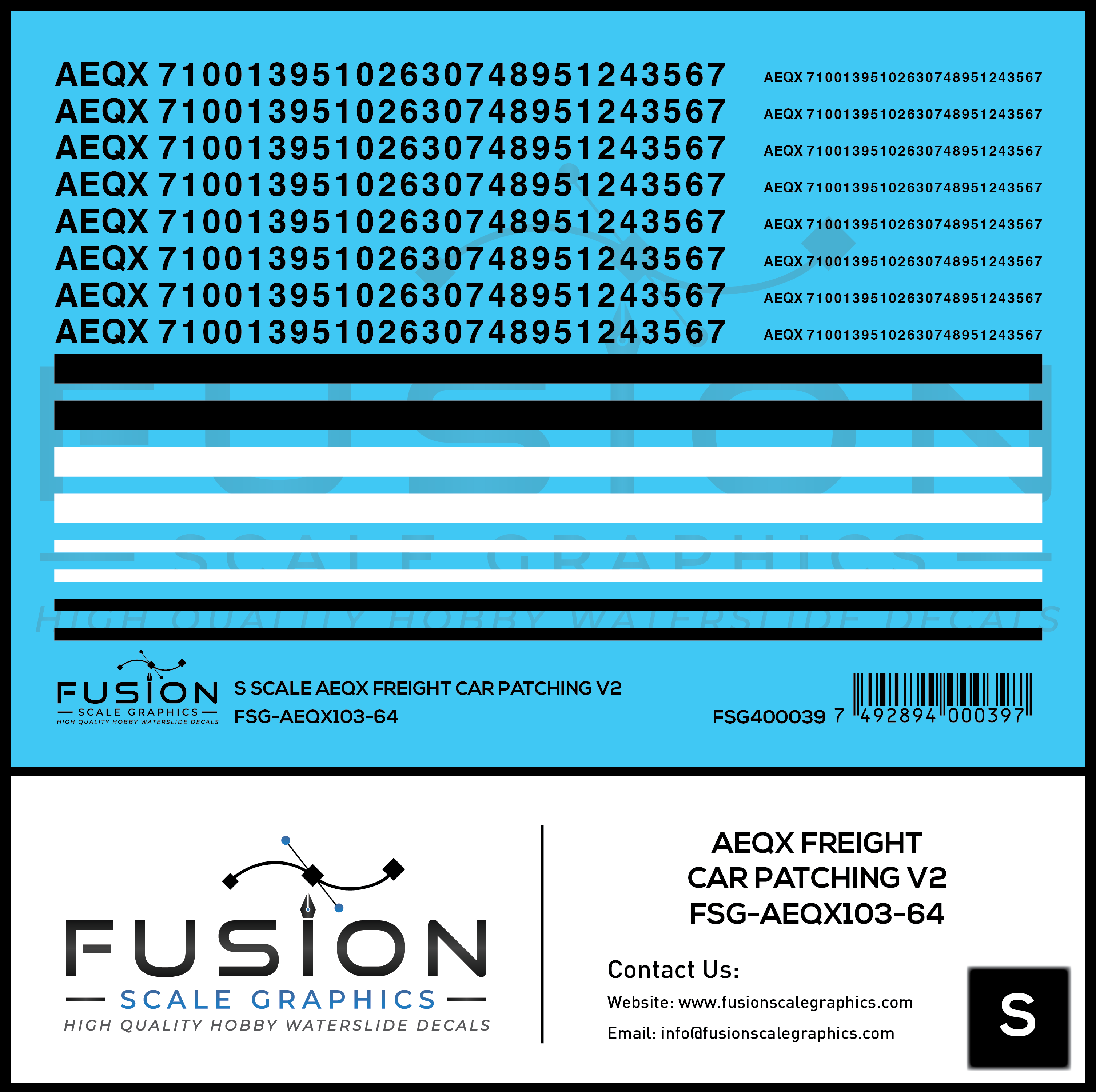 S Scale AEQX Black Freight Car Patching Decal Set V2 – A&S Trains