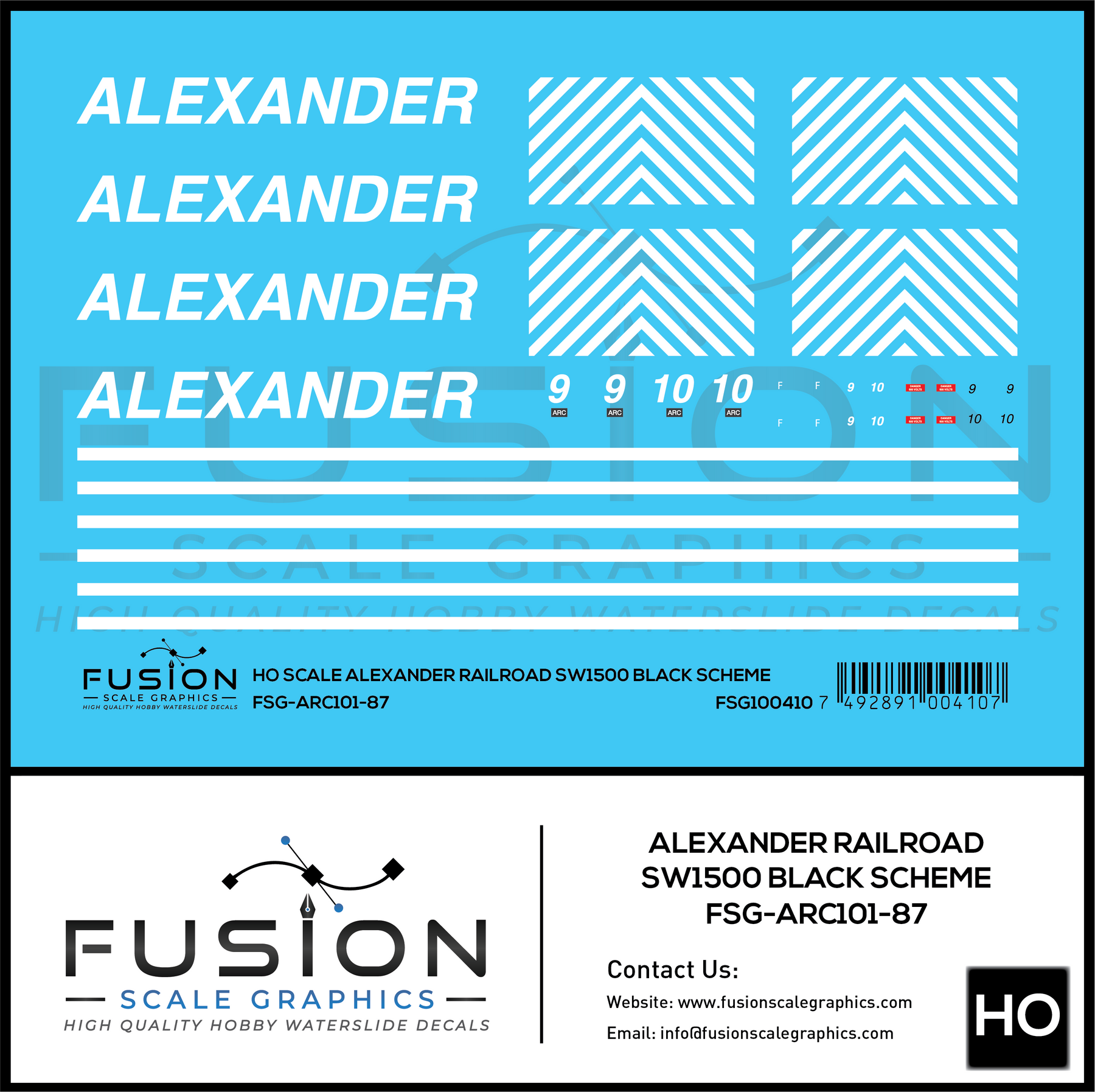 HO Scale Alexander Railroad SW1500 Black Scheme Locomotive Decal Set ...