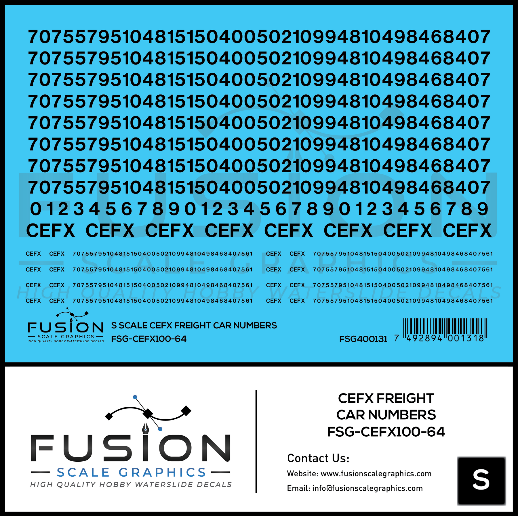 S Scale CEFX Freight Car Numbering Decal Set – A&S Trains