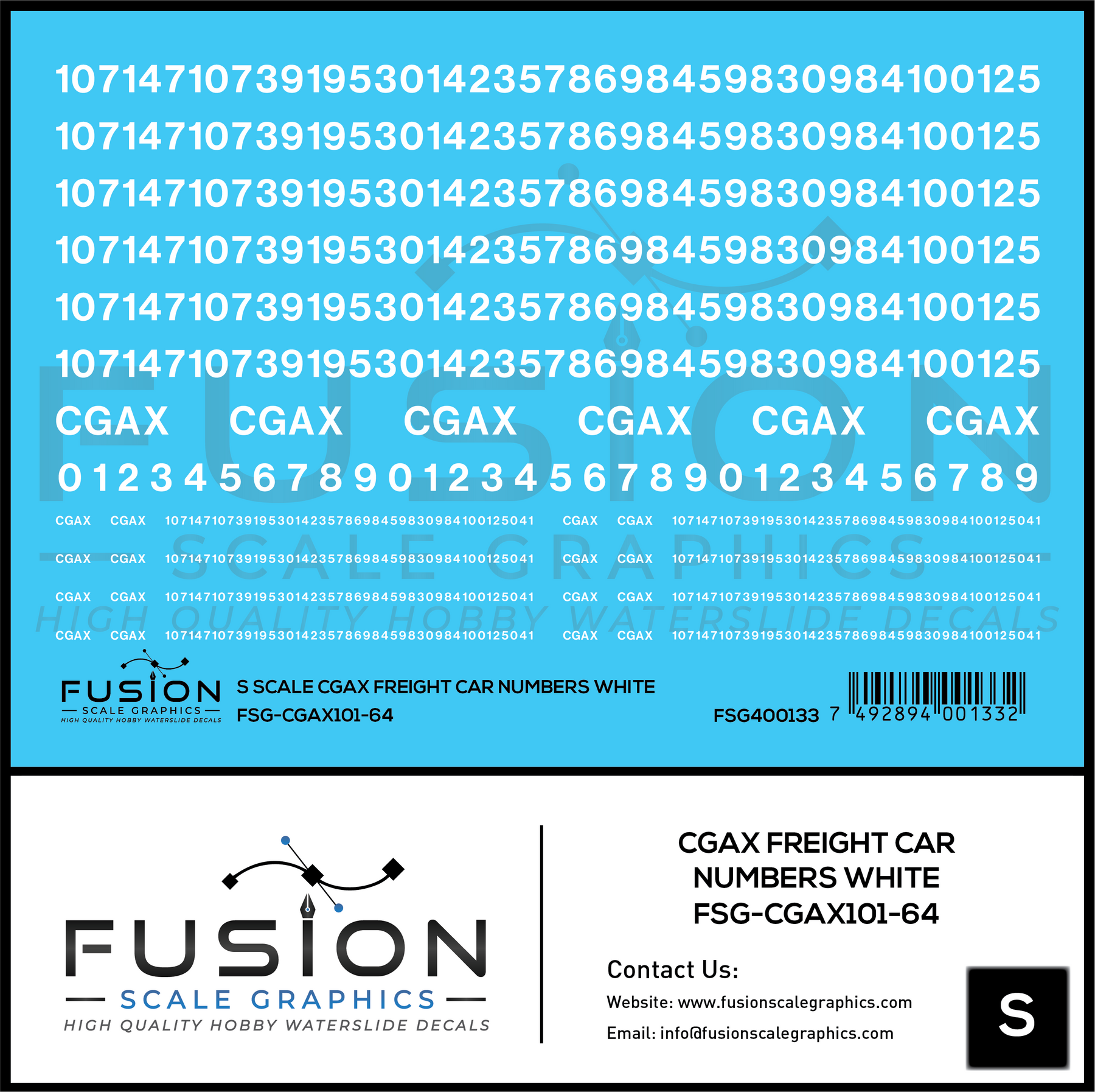S Scale White CGAX Freight Car Numbering Decal Set – A&S Trains