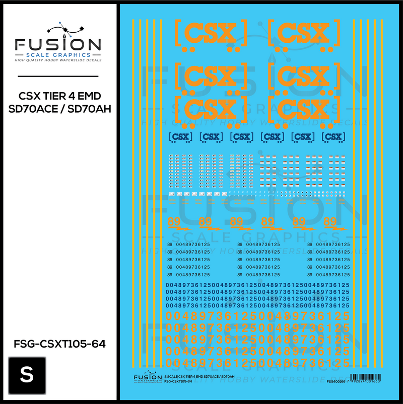S Scale CSX EMD T4 SD70ACE SD70AH Locomotive Decal Set – A&S Trains