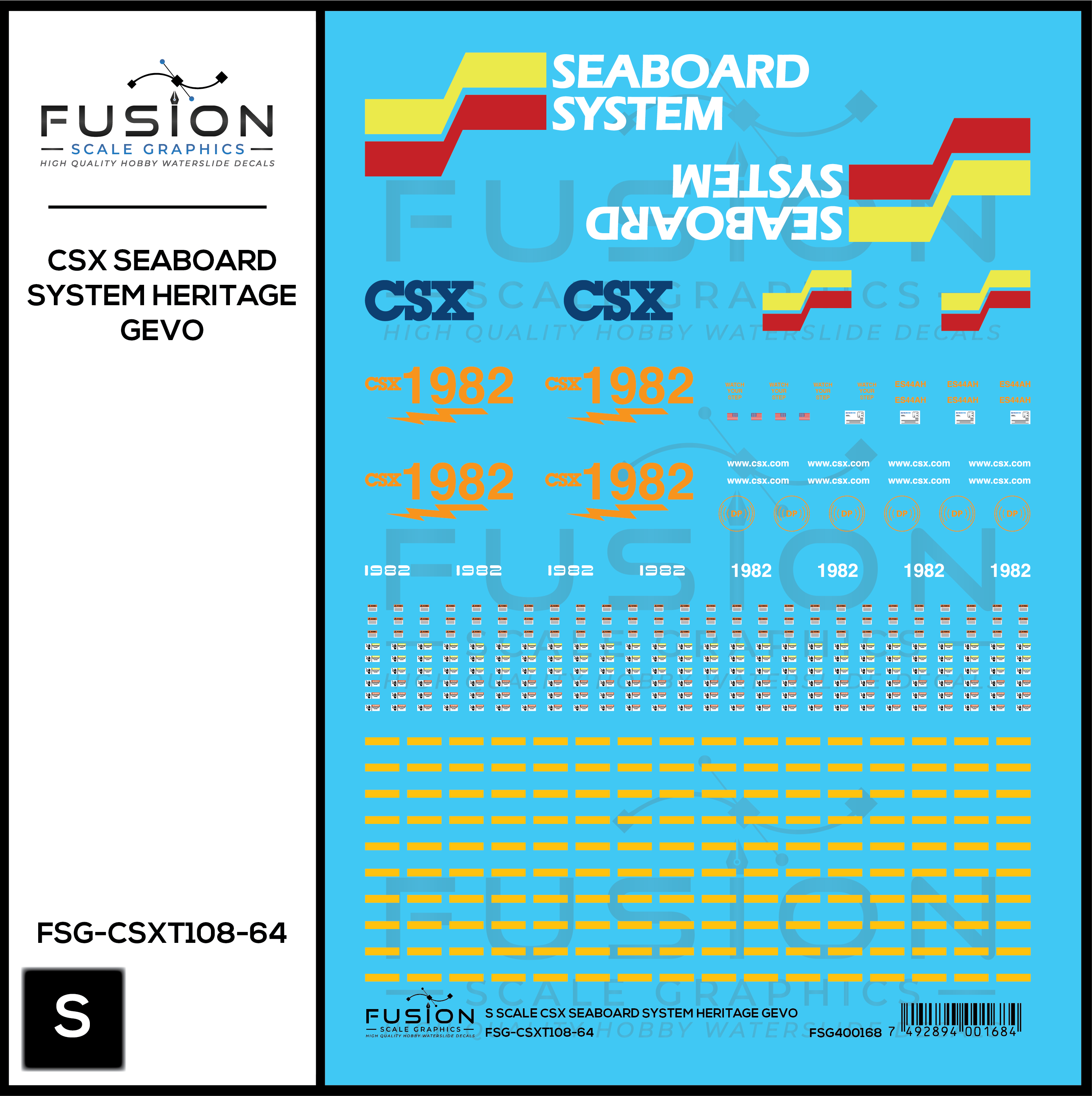 S Scale CSX Seaboard System Heritage GEVO Locomotive Decal Set – A&S Trains
