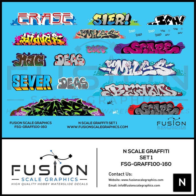 N Scale Graffiti Decal Set 1 – A&S Trains