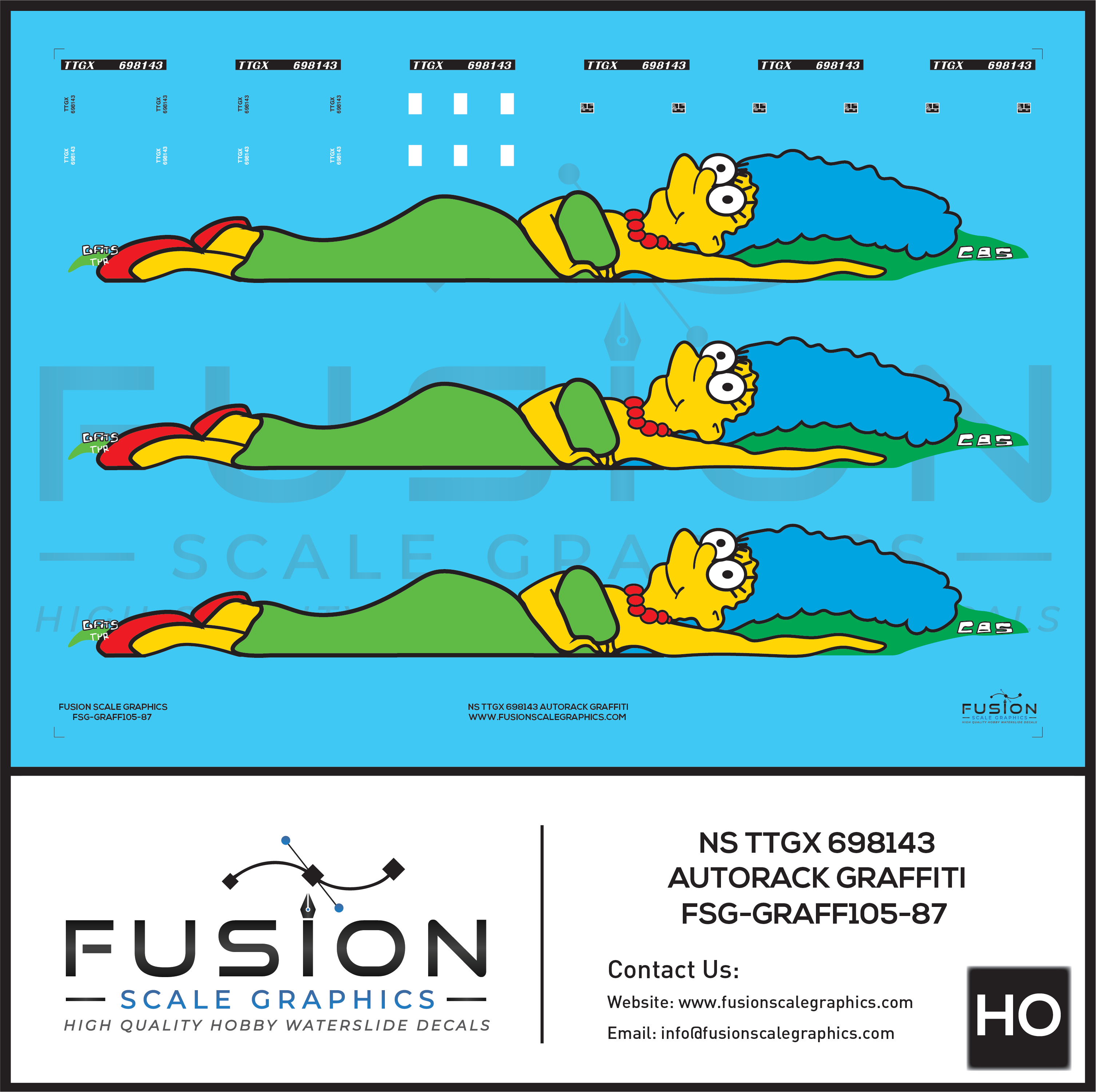 HO Scale Marge TTGX NS 698143 Autorack Graffiti Decal Set – A&S Trains
