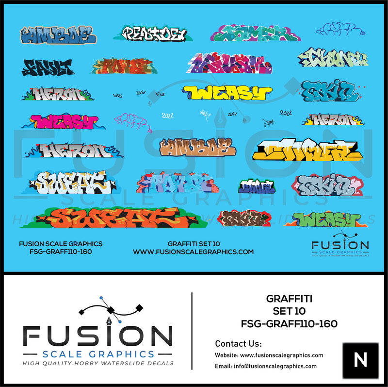 N Scale Graffiti Decal Set 10 – A&S Trains