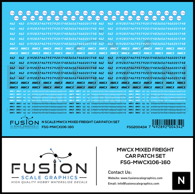 N Scale MWCX Mixed Freight Car Patching Decal Set – A&S Trains