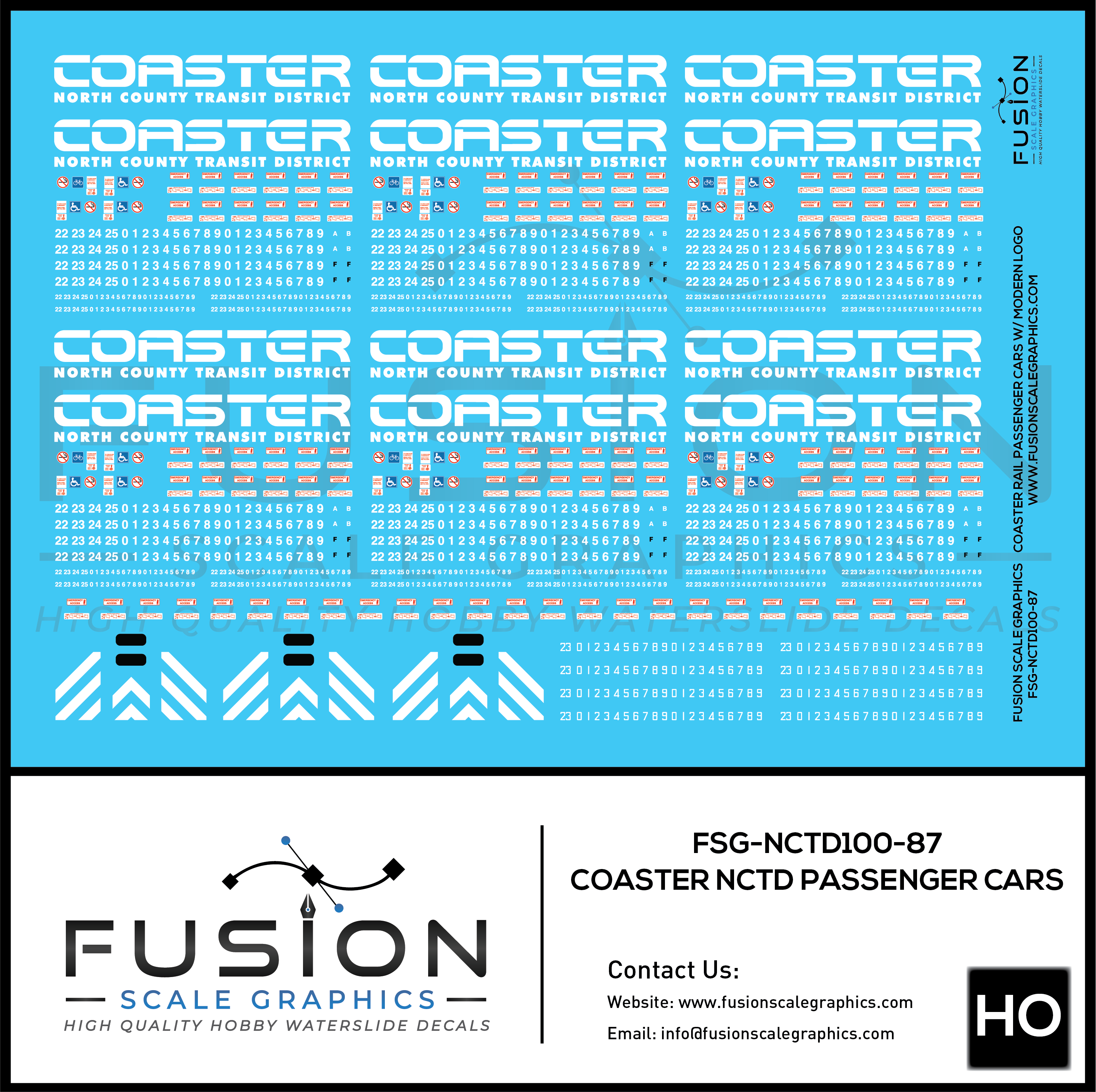 HO Scale Coaster Rail NCTD Modern Passenger Car Decals – A&S Trains