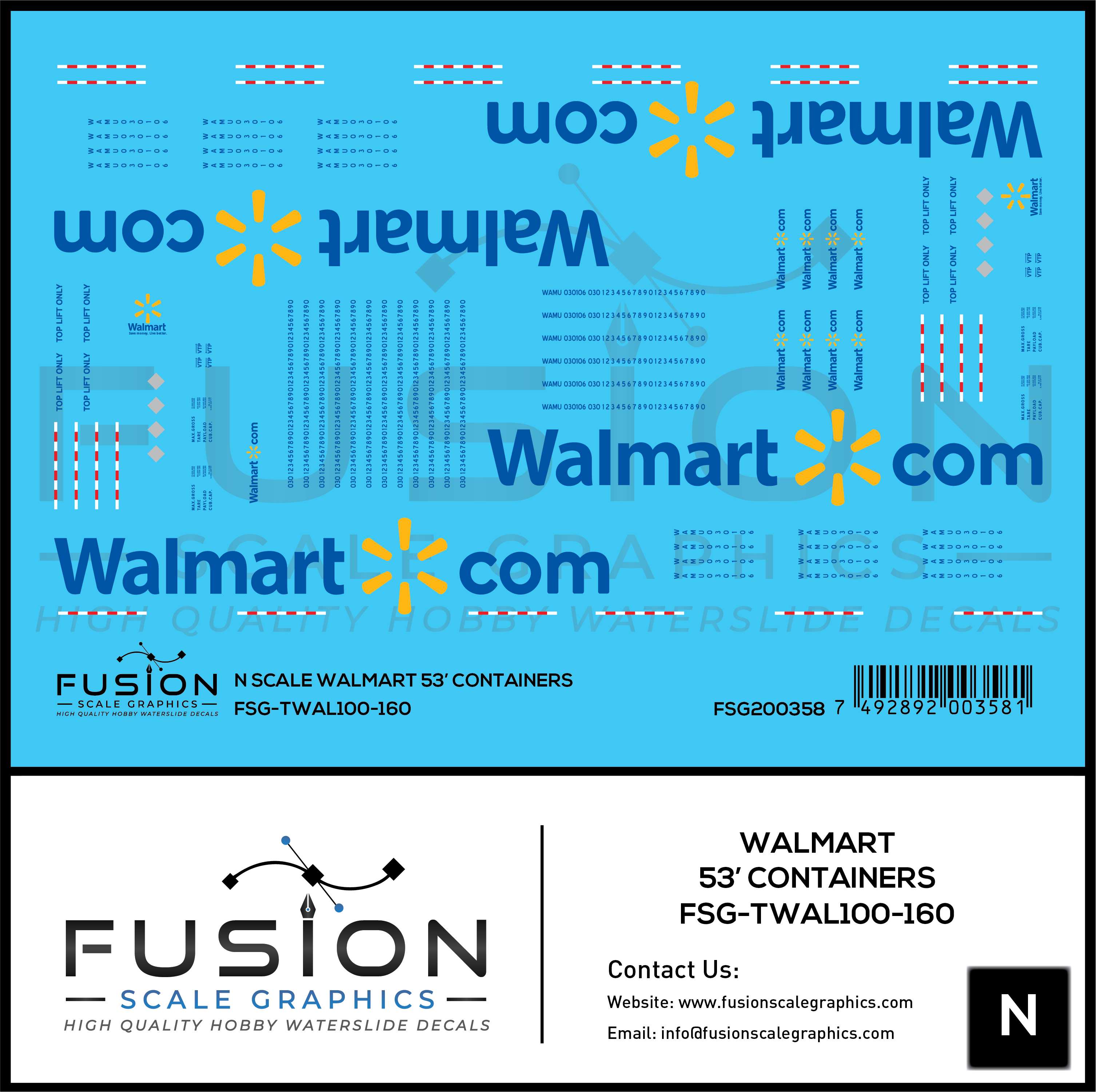N Scale Walmart 53' Containers Decal Set – A&S Trains