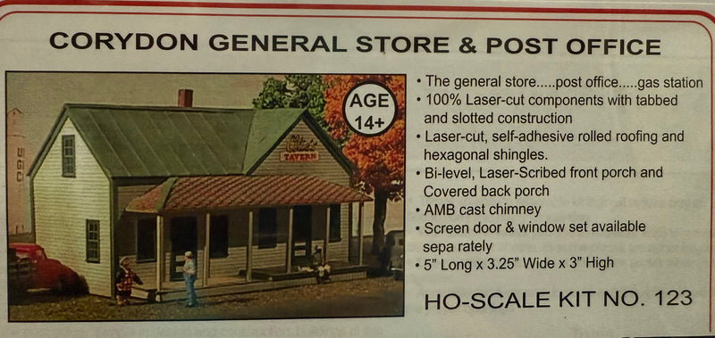 American Model Builders H.O. Scale 123 Corydon General Store and Post Office Laser Kit