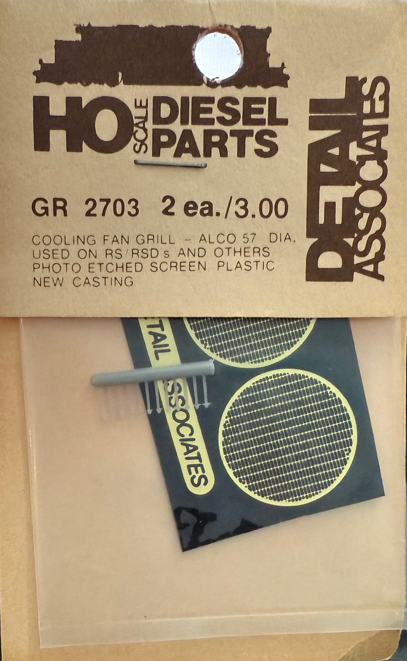Details Associates H.O. Scale 2703 COOLING FAN GRILLE - ETCHED SCREEN ALCO 57" DIAMETER