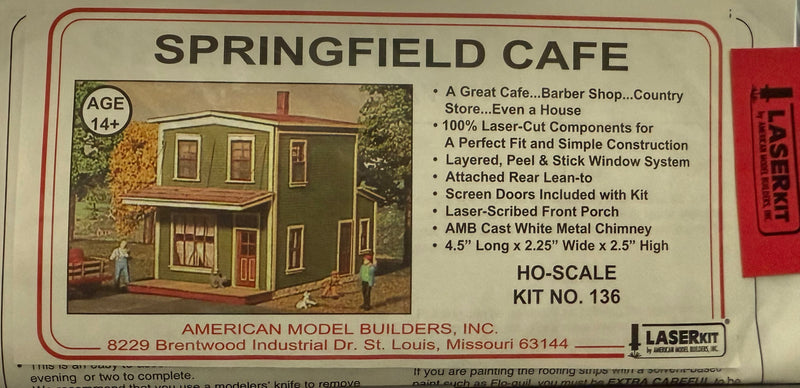 American Model Builders H.O. Scale 136 Springfield Cafe Laser Kit