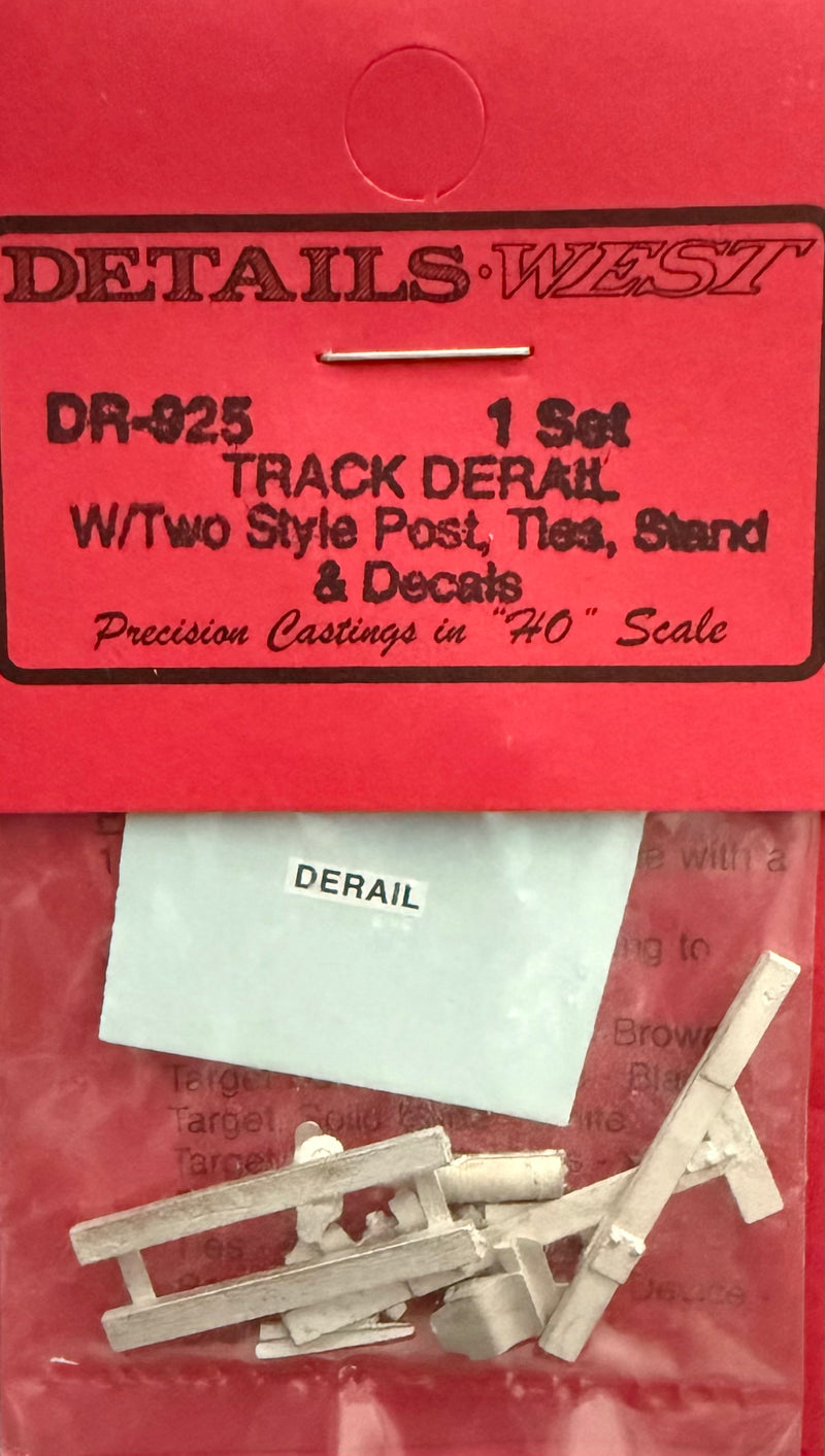 Details West H.O. Scale DR-925 Trackside Details - Spur & Yard Track Derail w/Two Styles of Posts & Decals, Switch Stand