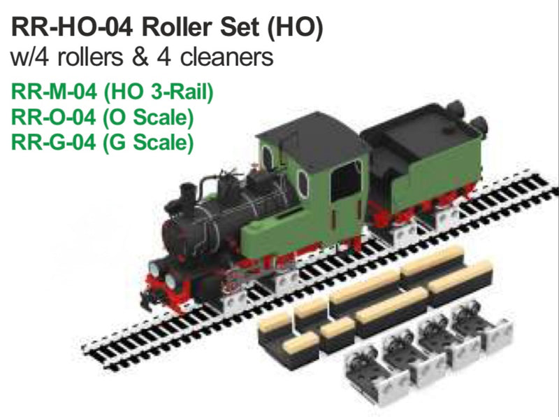 Bachmann Proses H.O. Scale RR-HO-04 Roller Set w 4 rollers and cleaners