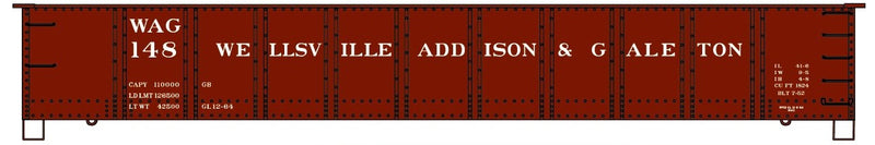 Accurail H.O. Scale 81602 41’ Steel Gondola Wellsville Addison - Galeton 148
