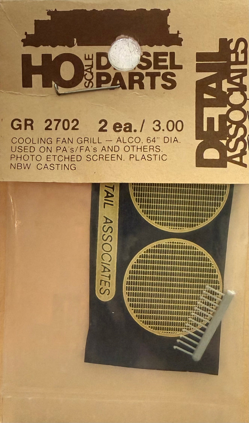Details Associates H.O. Scale 2702 COOLING FAN GRILL - ALCO 64" DIA - NOS