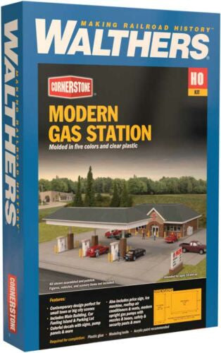 Walthers Cornerstone H.O. Scale Modern Gas Station Building Kit 933-3537
