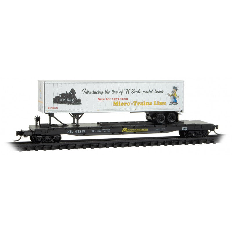 Micro-Train N Scale 064 00 190 57’ Converted TOFC Flat Car w/Trailer Medford Talent & Lakecreek