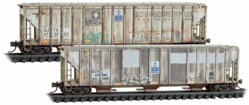 Micro-Trains N Scale 983 05 088 - Covered Hopper, 3-Bay, Evans 4780 - David J. Joseph Company Weathered- 2-Pack