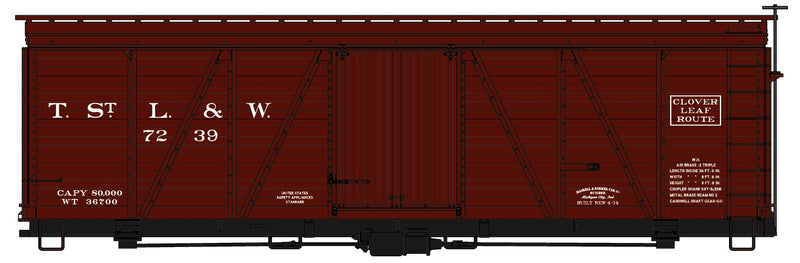 Accurail H.O. Scale 1166 36’ Fowler Wood Boxcar Toledo St. Louis - Western 7239