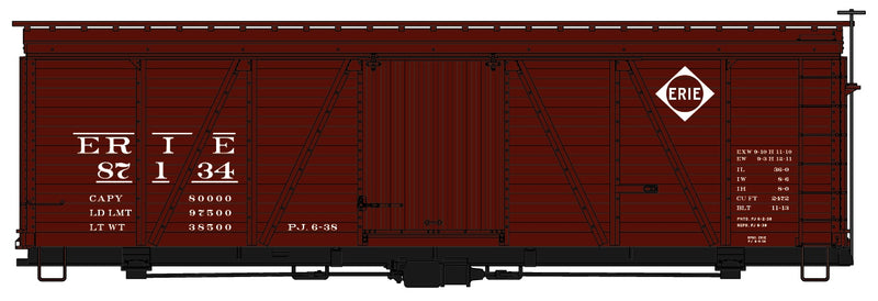 Accurail H.O. Scale 1167 36’ Fowler Wood Boxcar Erie 87134