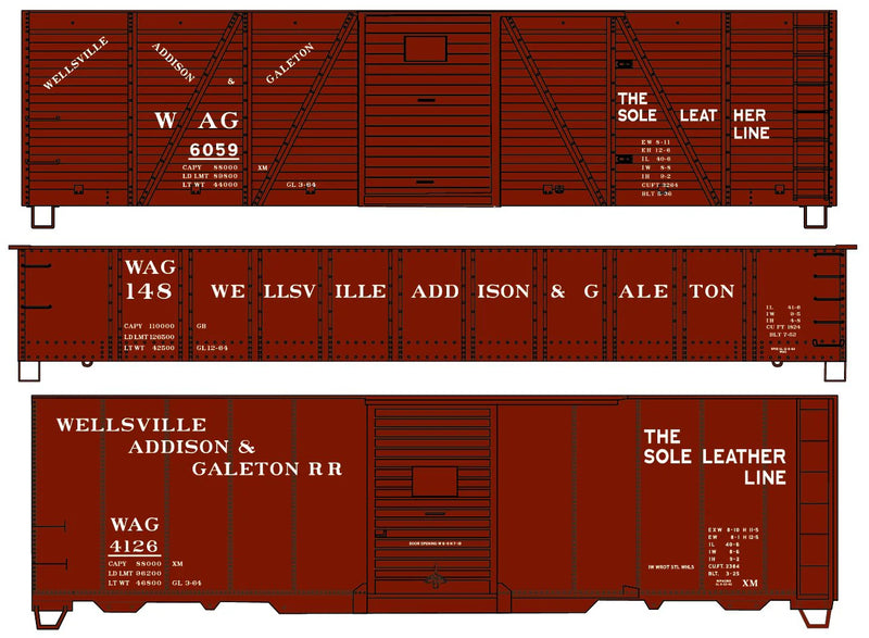 Accurail H.O. Scale 8160A Wellsville Addison & Galeton 3-Car Set