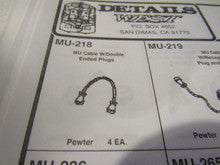 Details West H.O. Scale MU-218 MU Cable w/double ended plugs 4pk