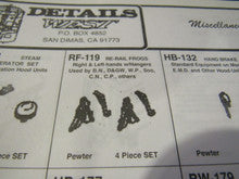Details West H.O. Scale RF-119 Re-Rail Frogs w/hangers One set