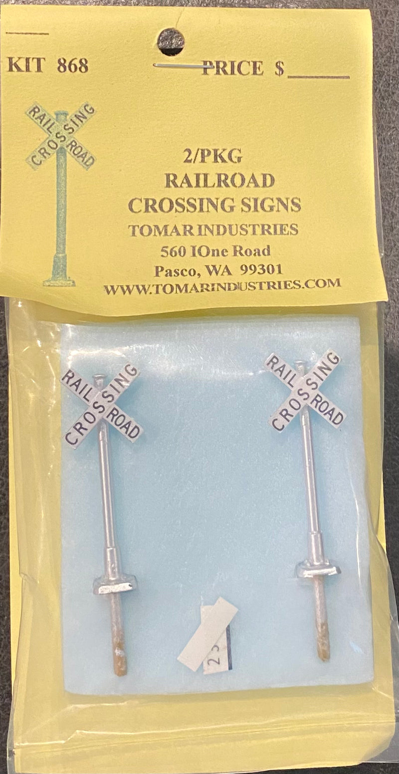 Tomar Ind H.O. Scale 868 Sign - Railroad Crossing Sign - 1 pair