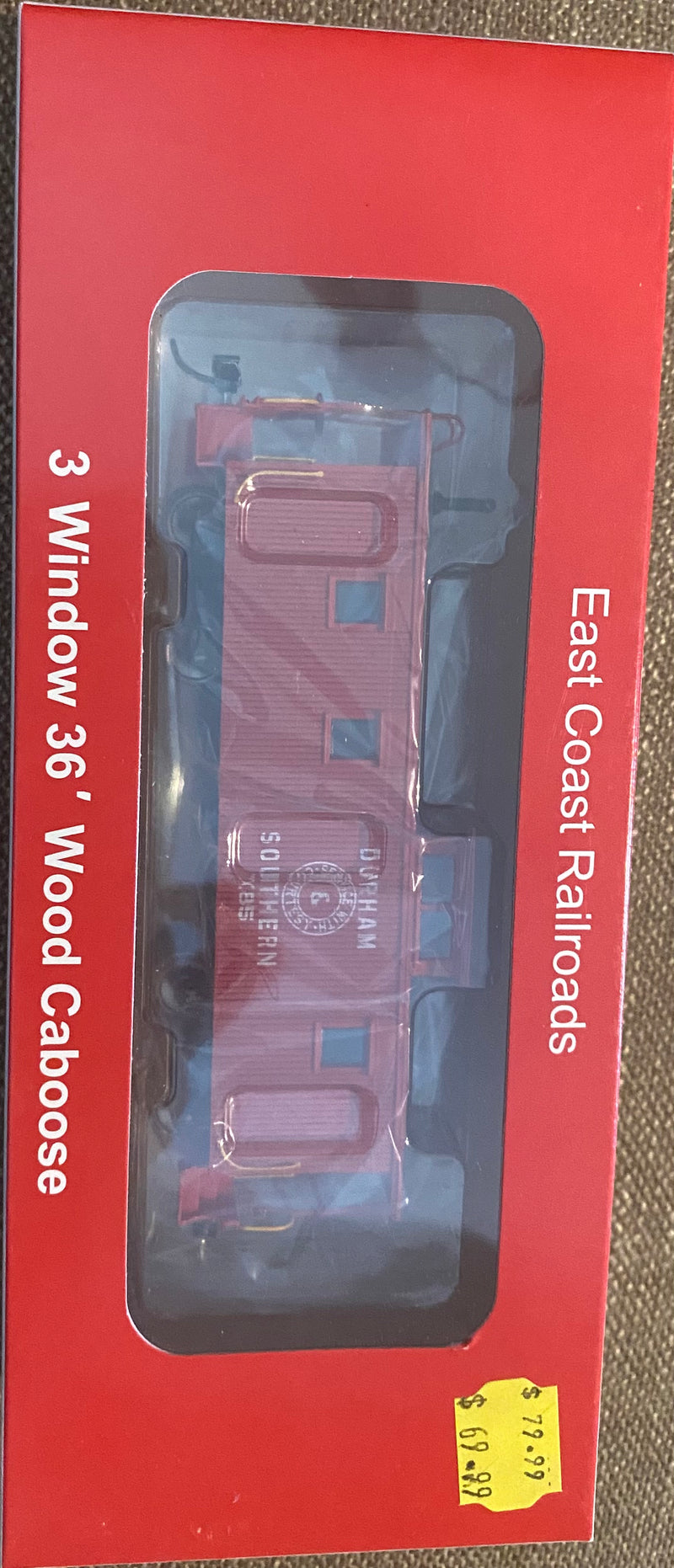 East Coast Railroads H.O. Scale ECRR-54 Original Durham & Southern 36ft Wood Caboose X86