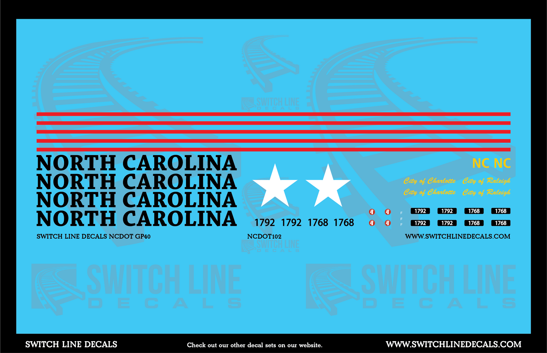 N Scale NCDOT GP40 Locomotive Decal Set – A&S Trains