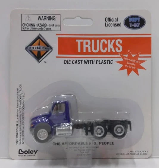 Boley H.O. Scale International Blue 3 Axle Daycab Diecast Trucks with Plastic 4101-2 1:87 Scale