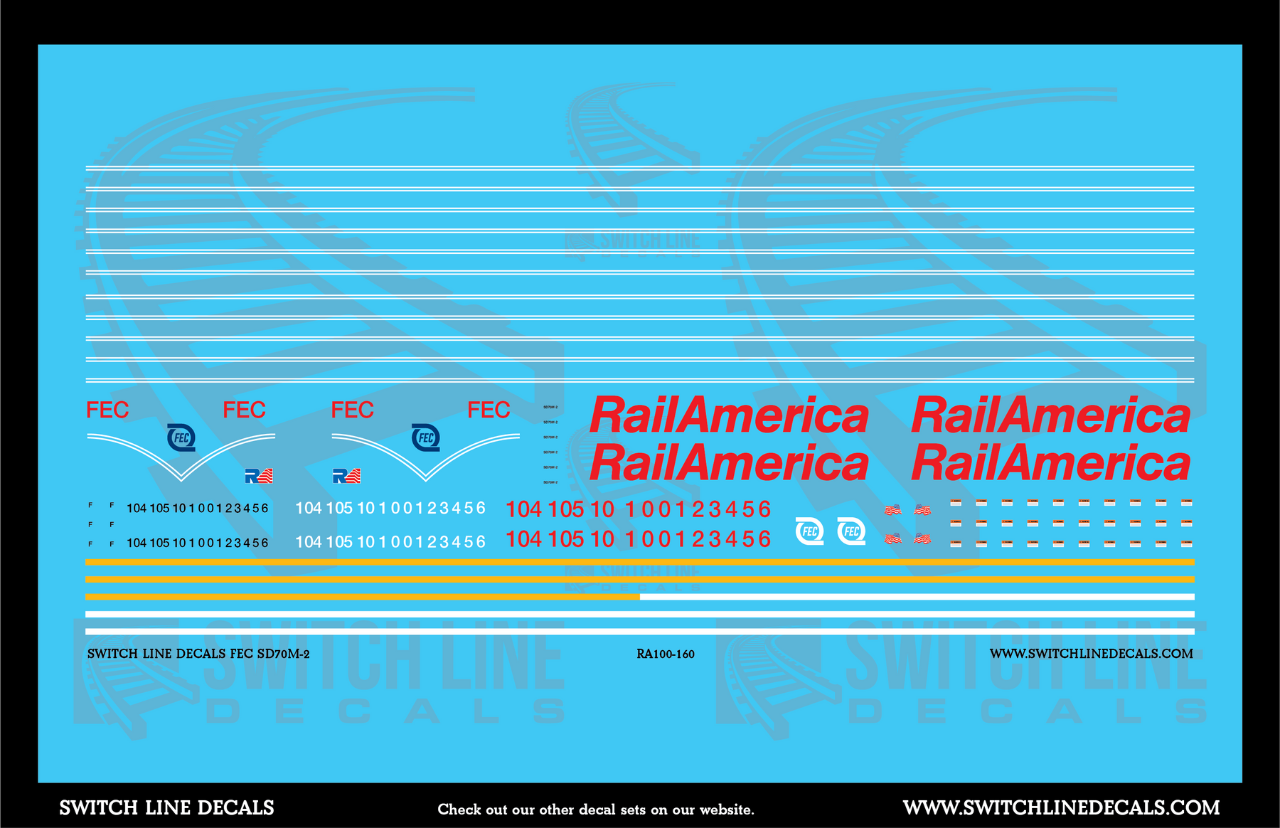 N Scale FEC Rail America SD70M-2 Locomotive Decal Set – A&S Trains