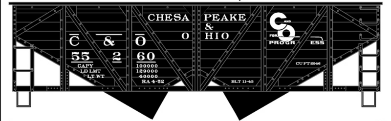 Accurail H.O. Scale 81361 Chesapeake & Ohio Wood-Side Twin Hoppr 55260